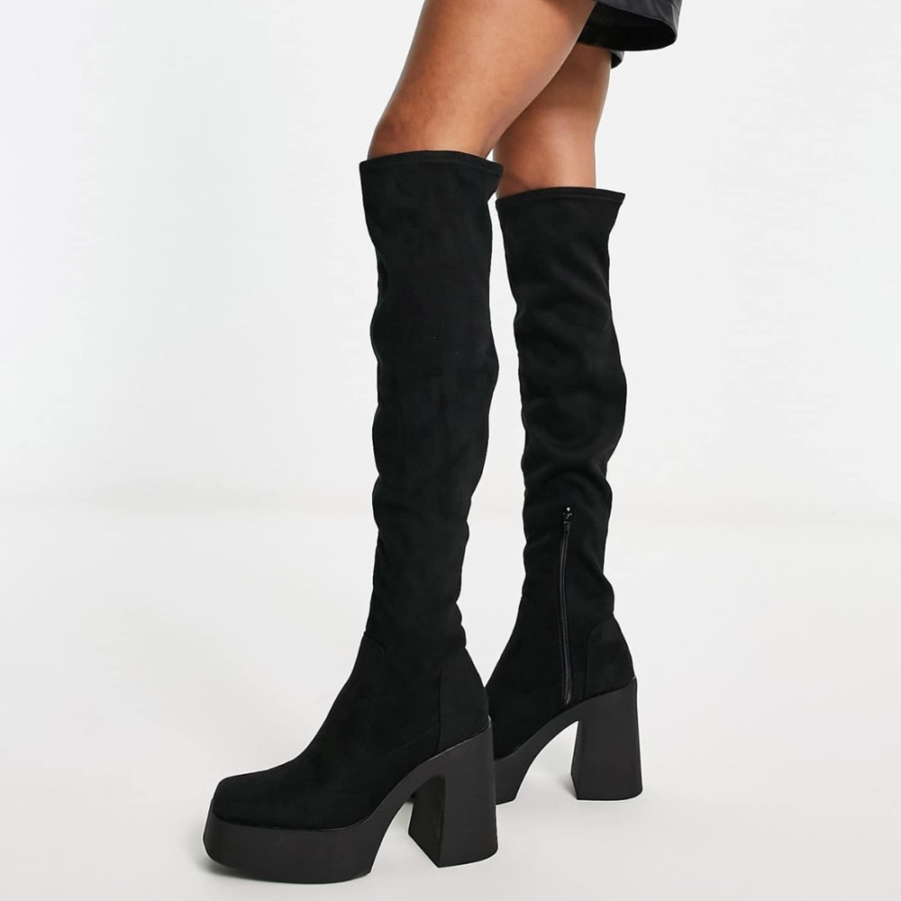 Pull&Bear Black Over the Knee Boots